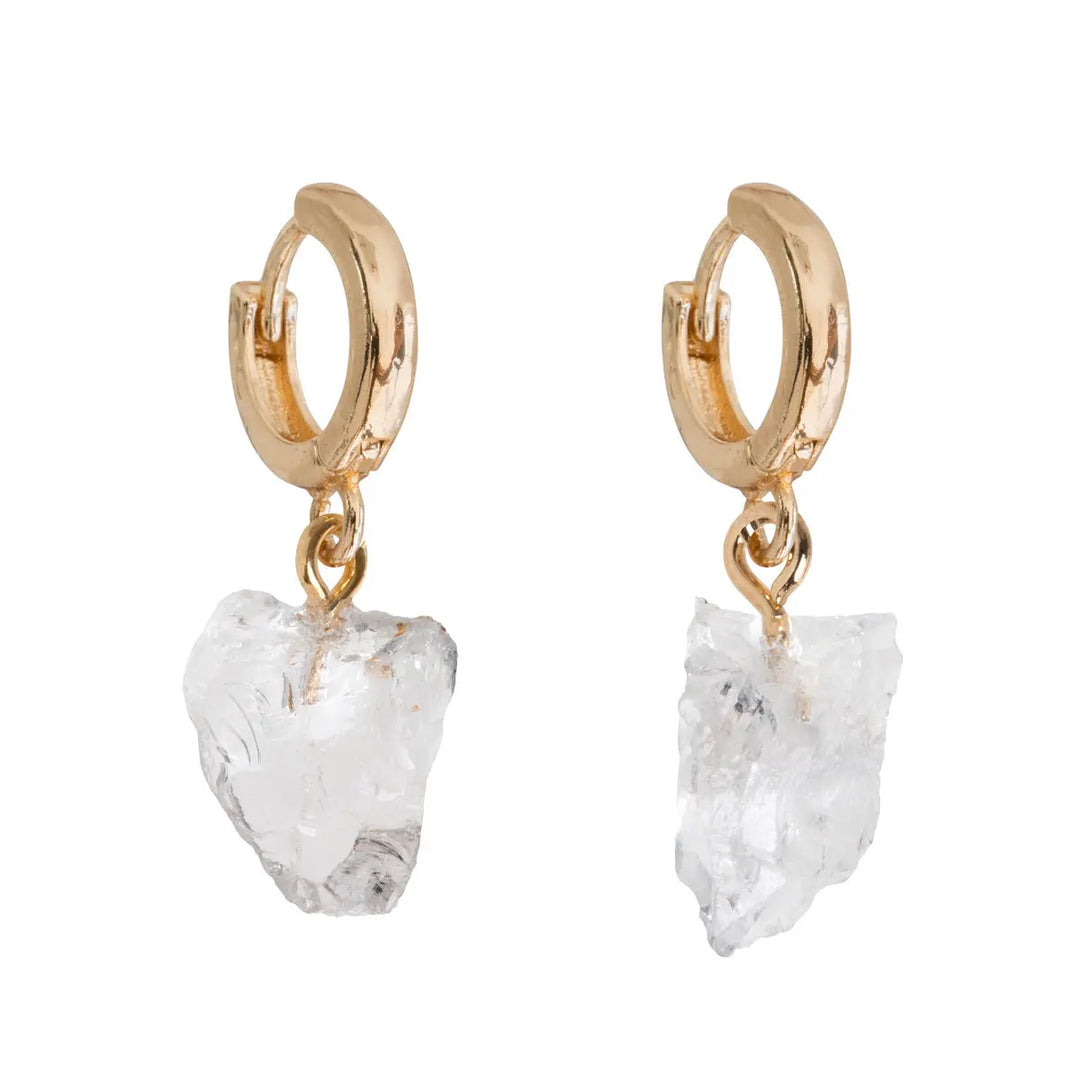 Clear Quartz Semi-Precious Hoop Earring