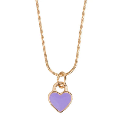 Purple Enamel Heart Necklace