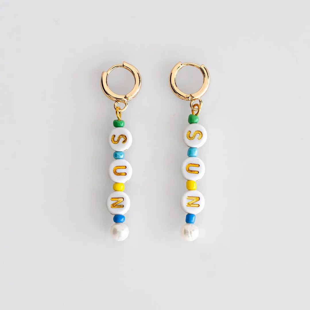 Bead Hoop Earrings SUN | Summer