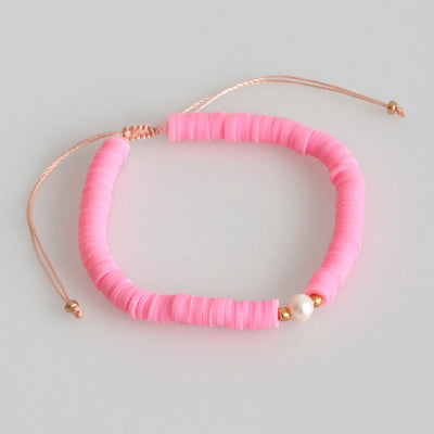 Beach Beads with Pearl Bracelet - Pink