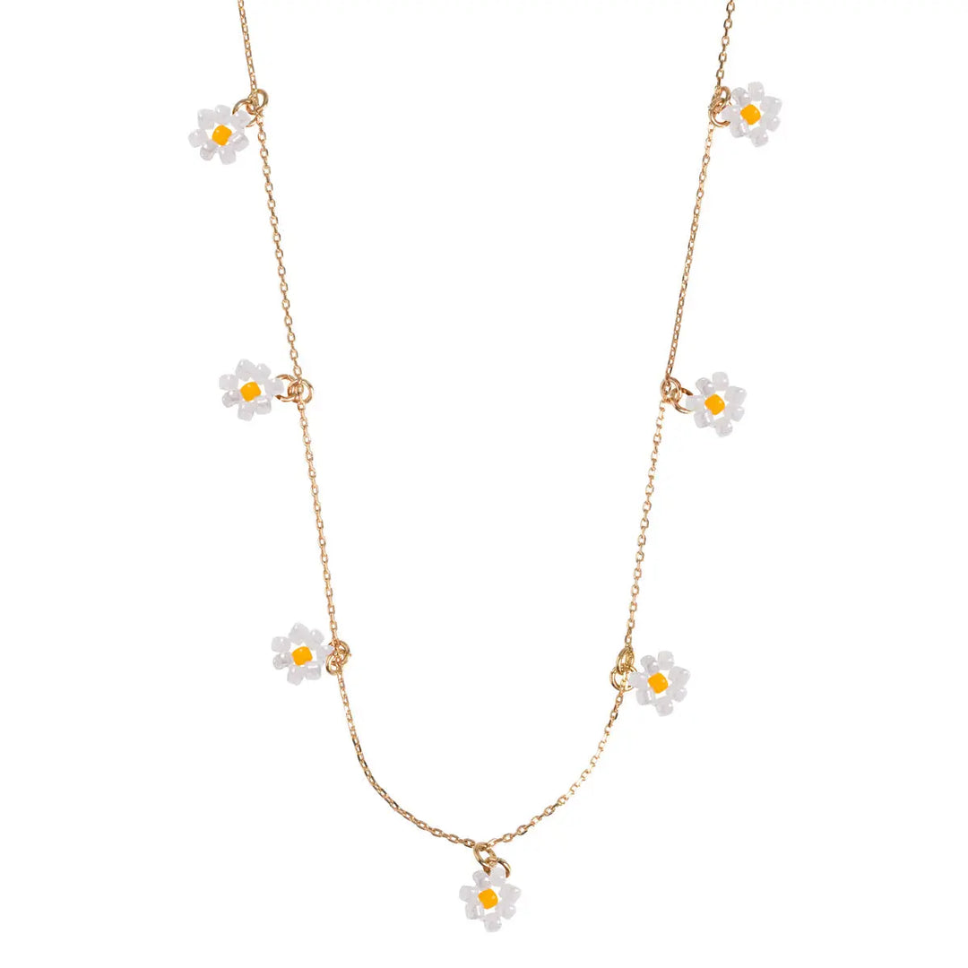 White Small Flowers Bead Necklace