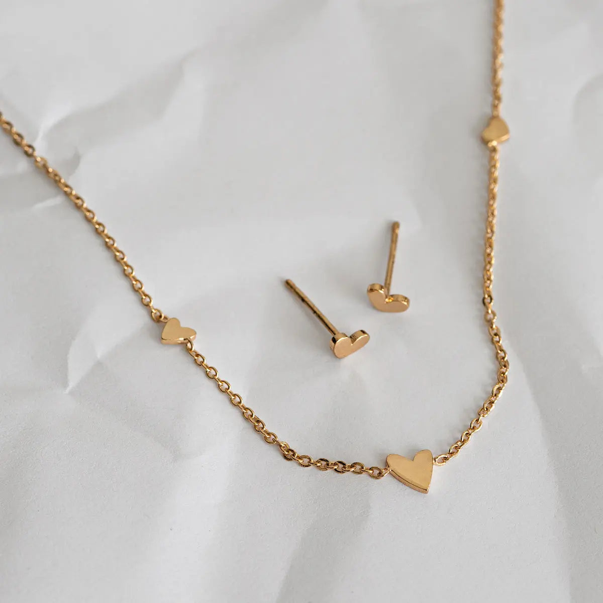 Heart Set with Earring Studs and Necklace