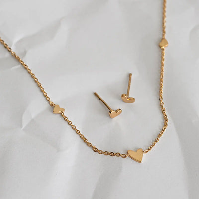 Heart Set with Earring Studs and Necklace