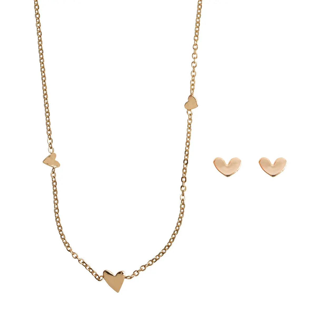 Heart Set with Earring Studs and Necklace