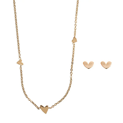 Heart Set with Earring Studs and Necklace