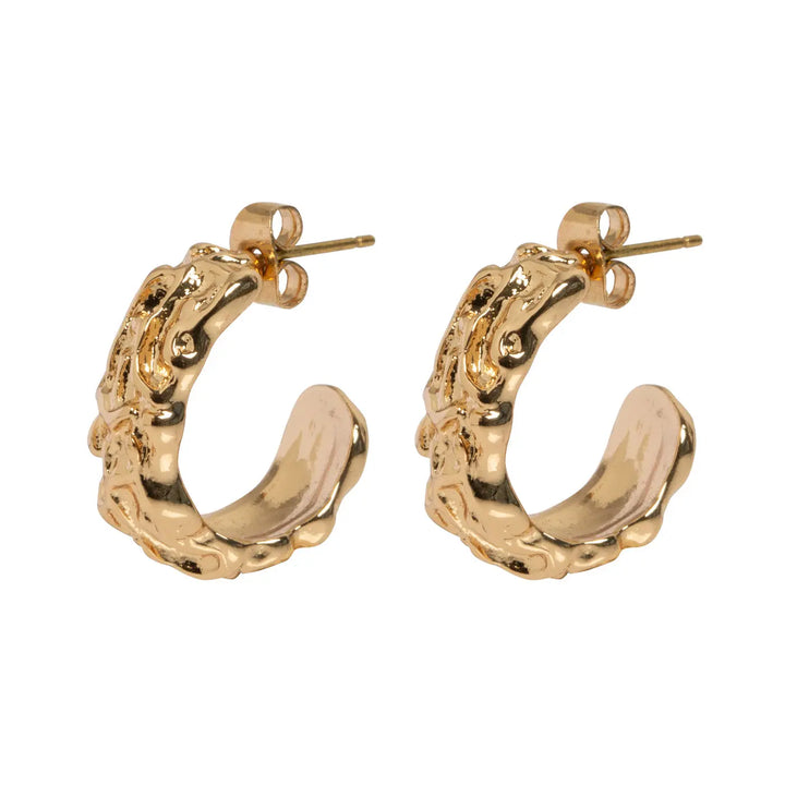 Thick Uneven Hoop Earrings - Gold