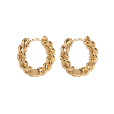 Twisted Hoop Earrings - Gold