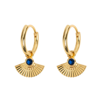 Crystal Hoop Earring with Fan Pendant
