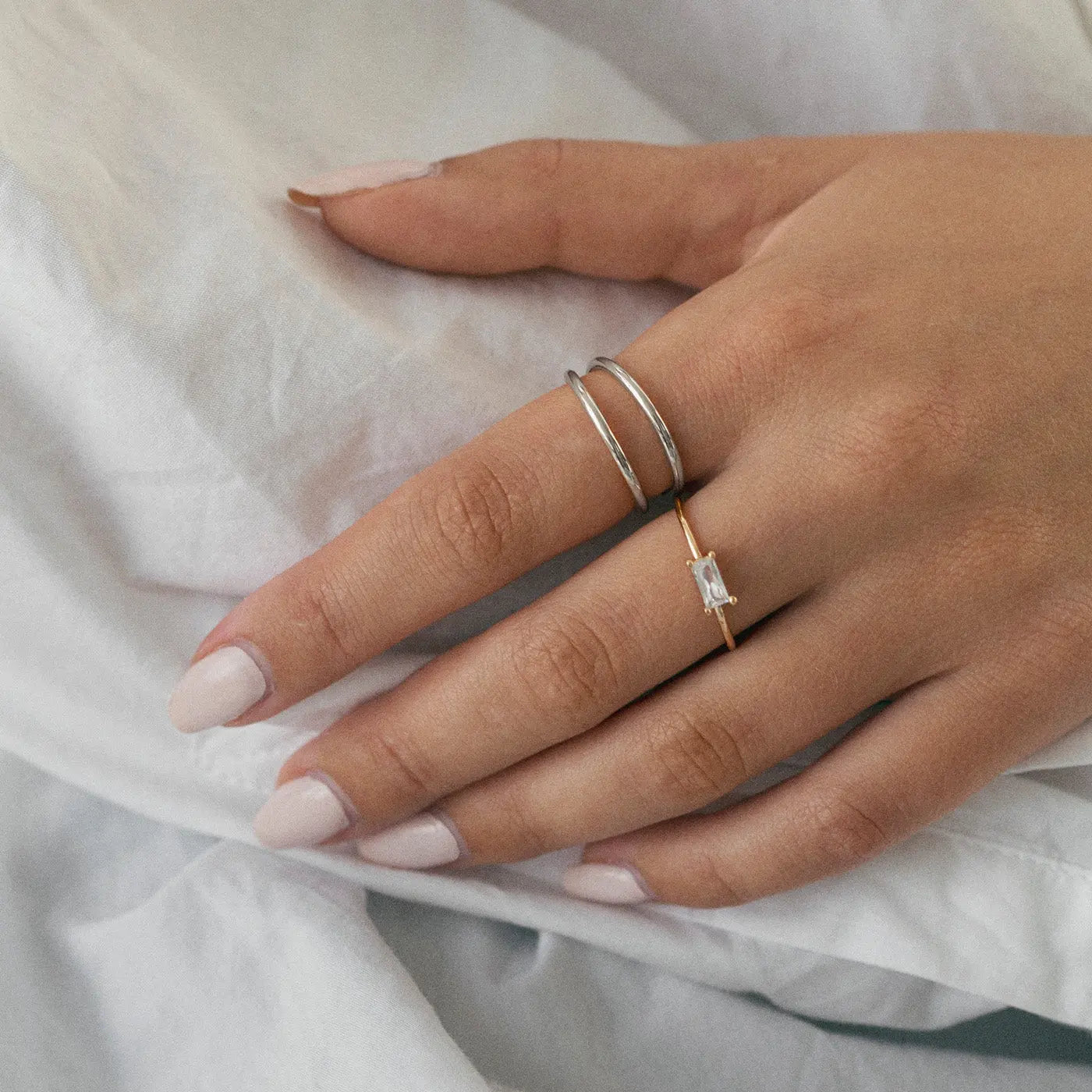Double Lined Ring Delicate - Silver