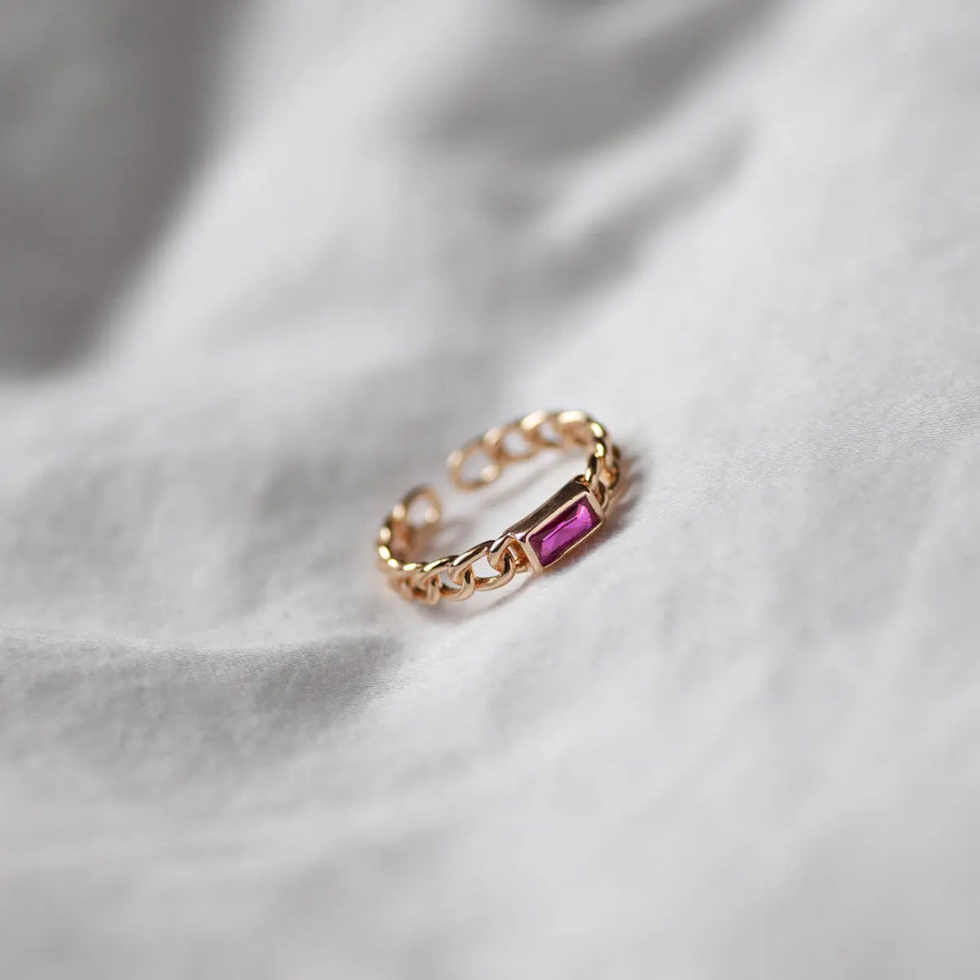 Chunky Chain Crystal Ring