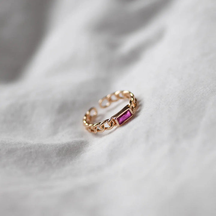 Chunky Chain Crystal Ring