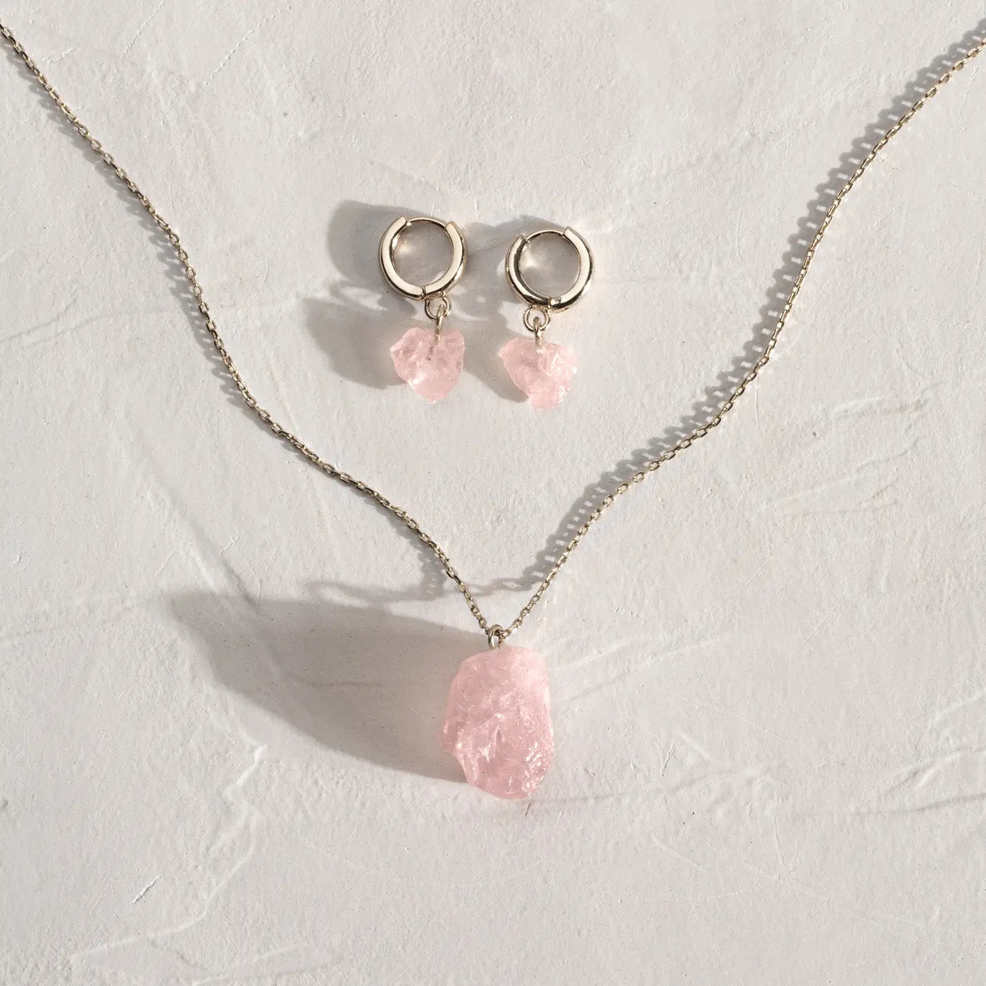 Semi Precious Stone Set with Necklace and Earrings - Silver