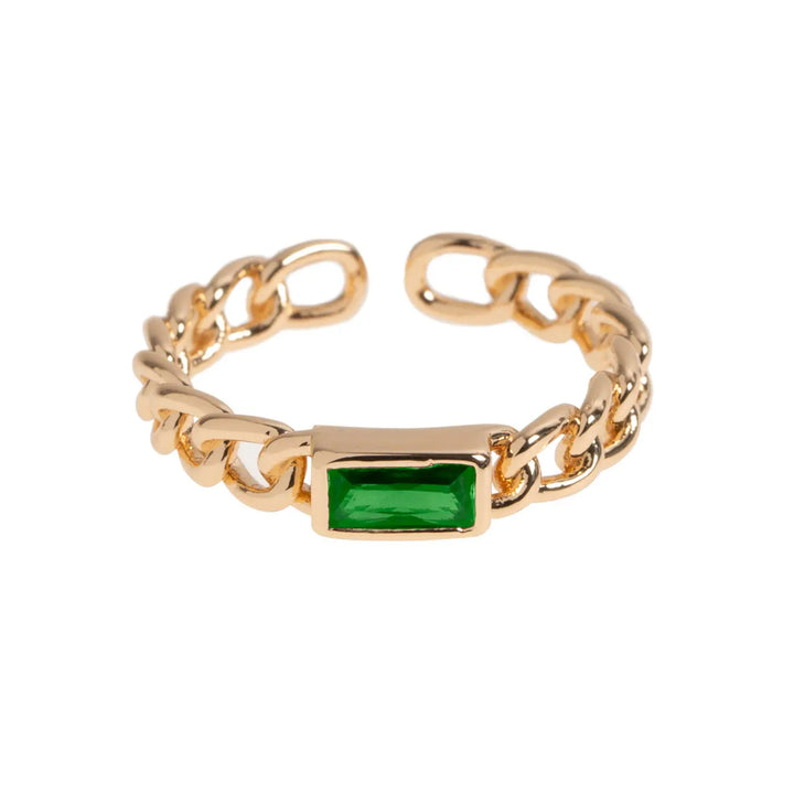 Maya - Chunky Chain Crystal Ring