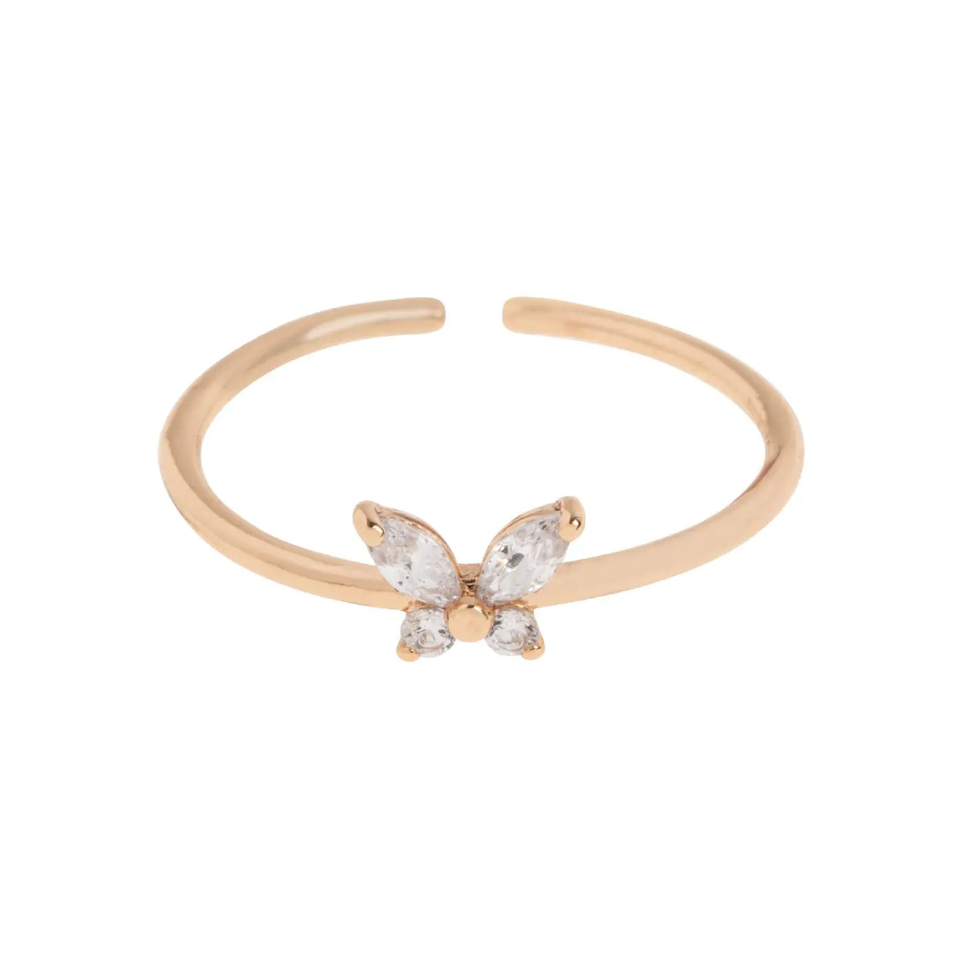 Leah - White Crystal Butterfly Ring