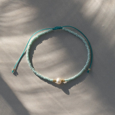 Alba - Perle med perlemakrame armbånd
