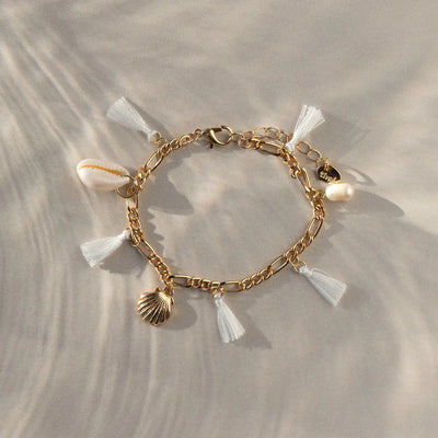 Nora - Tassle Cowrie Shell Pearl Chunky armbånd