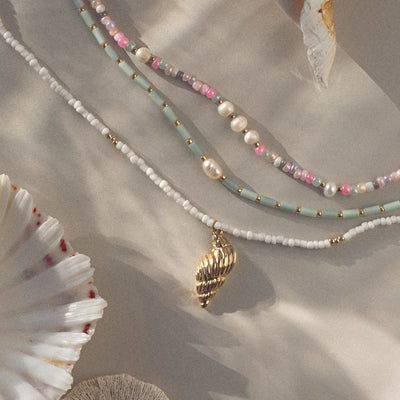 Ellie - Sea Shell White Beads Halskjede