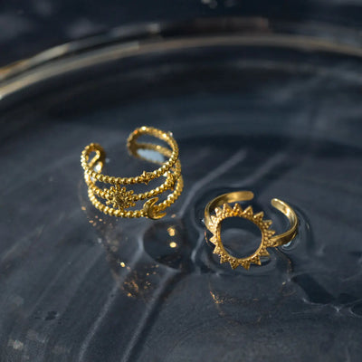 Camille - Moon and Star Ring rustfritt stål