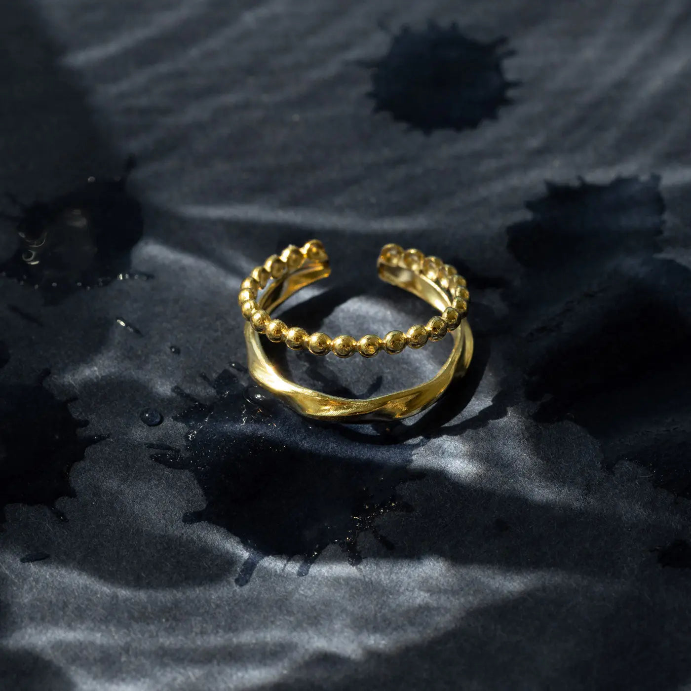 Caroline - Dobbeltforet ring i rustfritt stål