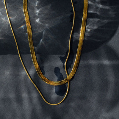 Eføy - Dobbel Snake Chain Halskjede Rustfritt stål