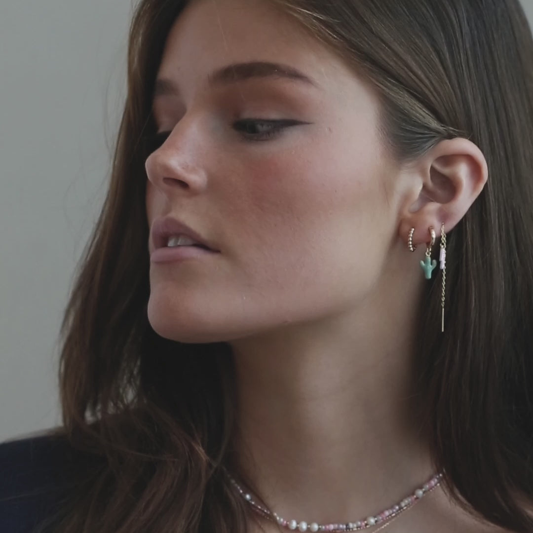 Doris - Pink Flash Enamel Chain Earring